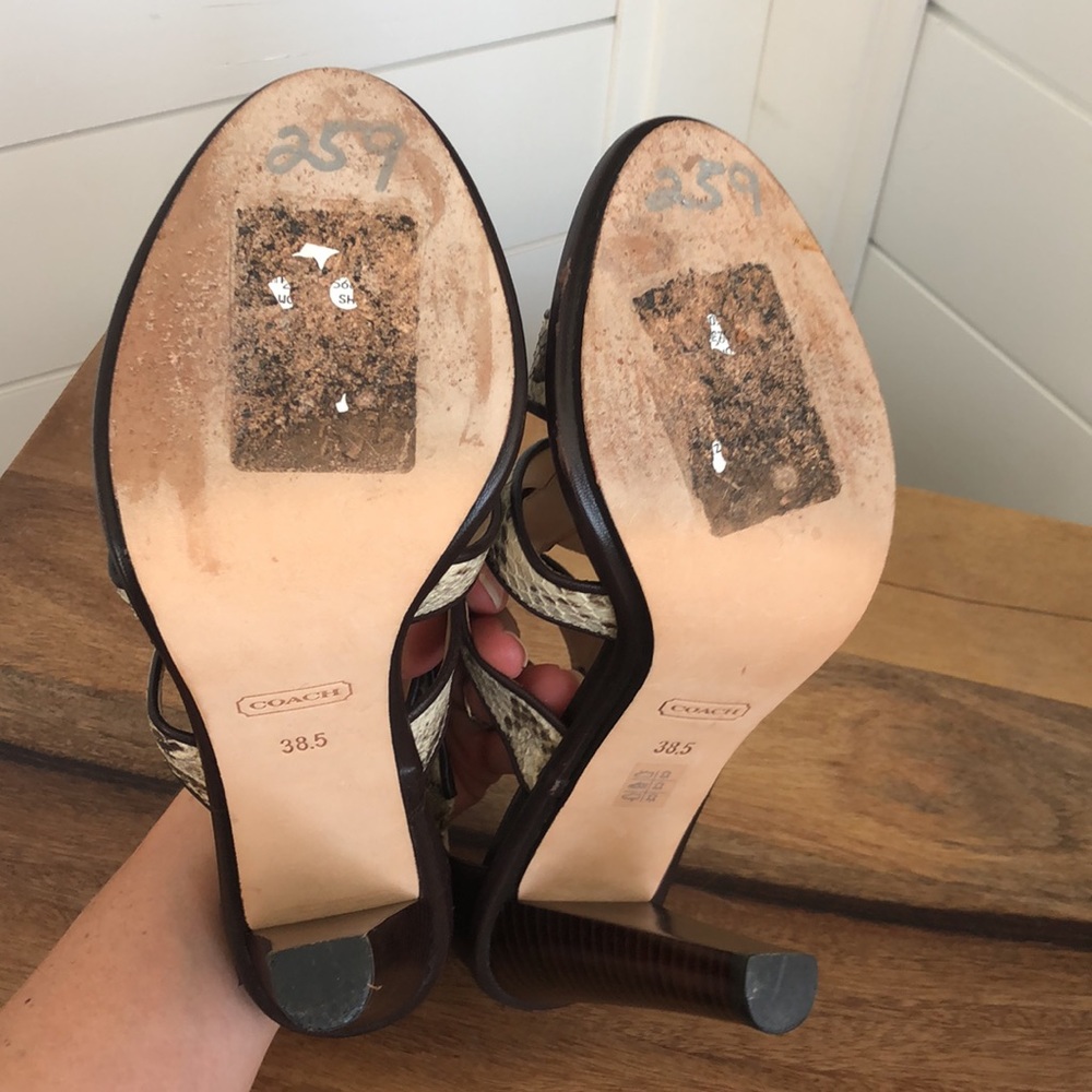 Stunning snakeskin print Tamarah heeled sandal with turn locks. - Picture 16 of 17